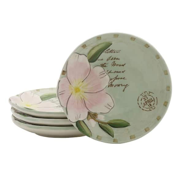 FITZ and FLOYD Toulouse Green Appetizer Plates (Set of 4)