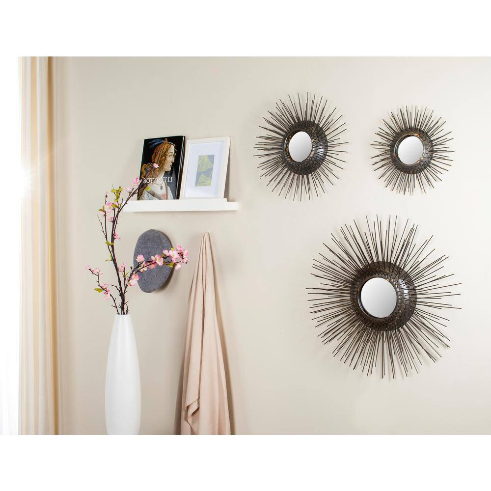 Contemporary Sunburst Round Mirror Set in Gold and Silver