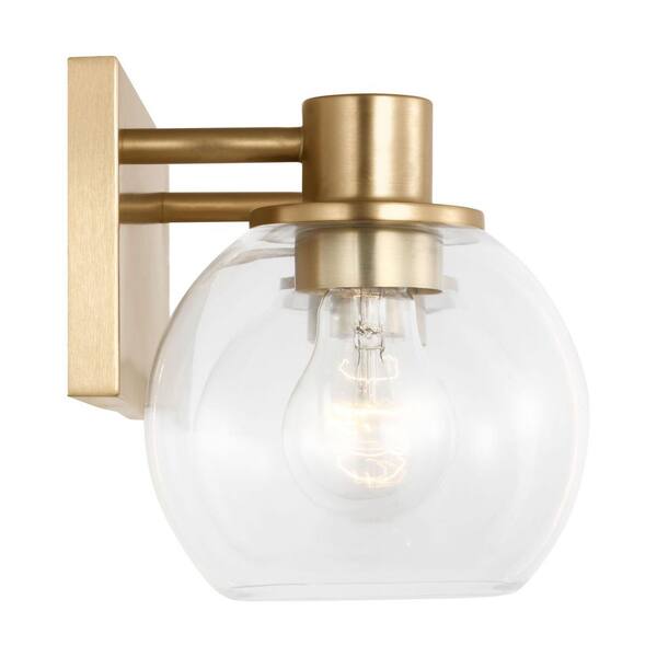 Generation Lighting - Rito 14.5 in. W x 7.125 in. H 2-Light Satin Brass Dimmable Medium Bathroom Vanity Light with No Bulbs Included