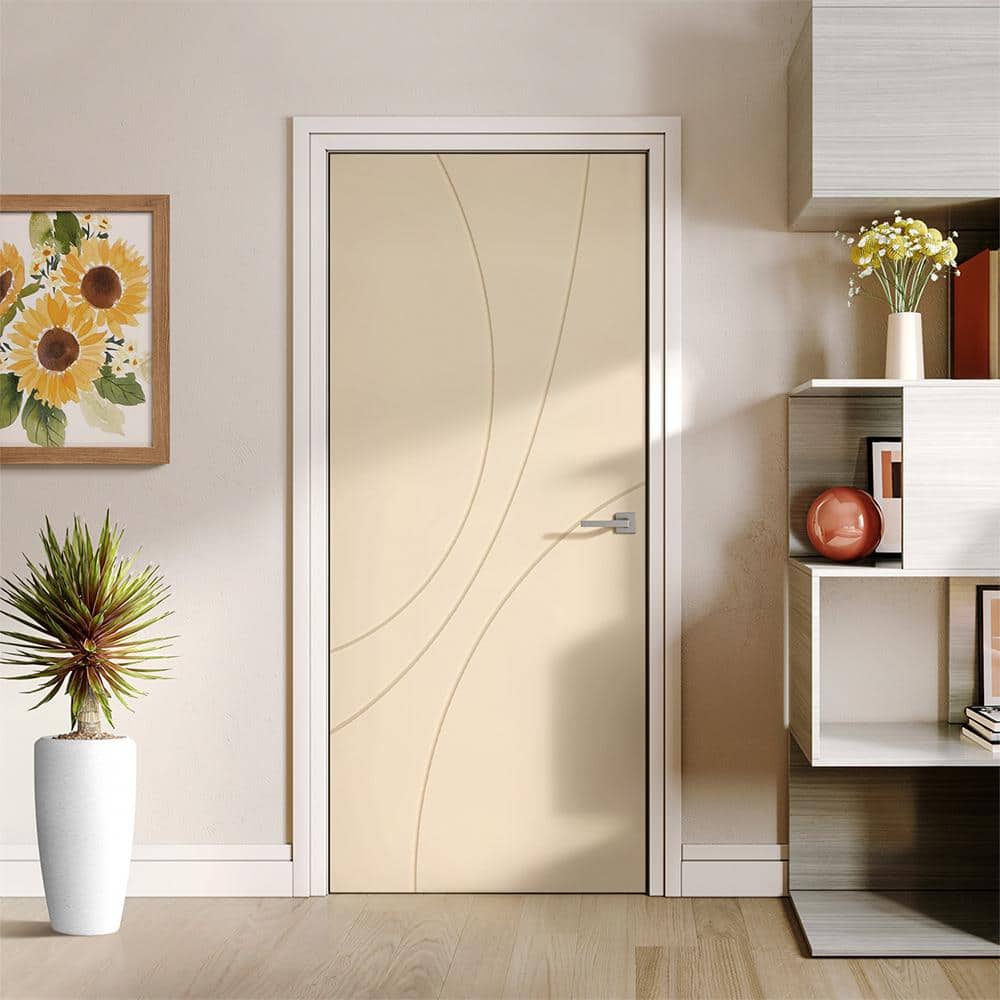 96 in. Beige Painted MDF Hollow Core Interior Slab Door