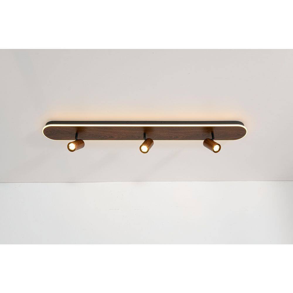 Lumin 4-Light 47.2 in.W Walnut Wood-Look Integrated LED Flush Mount Long Linear Rectangular Ceiling Light with Spotlight price history on PriceWatchPro