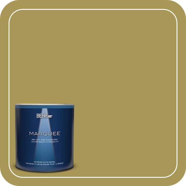 BEHR MARQUEE 1 qt. #390D-6 Spring Moss Satin Enamel Interior Paint & Primer