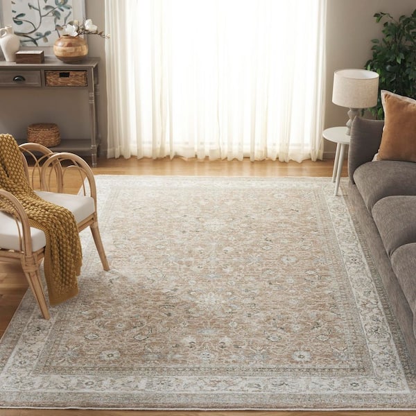 SAFAVIEH April 8 ft. x 10 ft. Ivory/Apricot Floral Oriental Area