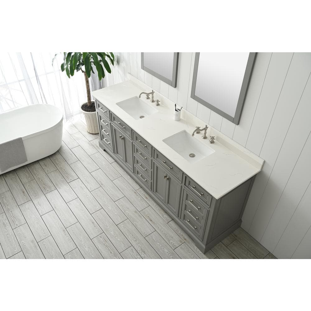 Milano 84" Gray Birch Double Vanity with Quartz Top