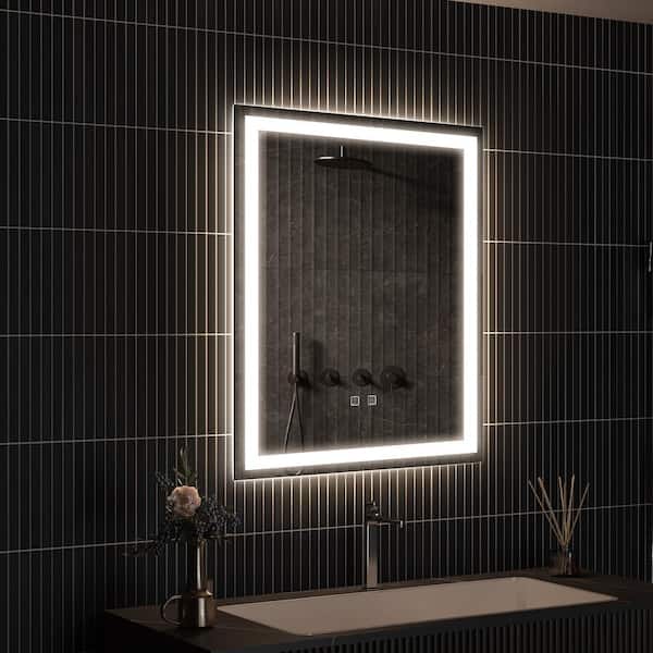 24 in. W x 32 in. H Rectangular Frameless LED Light with 3-Color and Anti-Fog Wall Mounted Bathroom Vanity Mirror