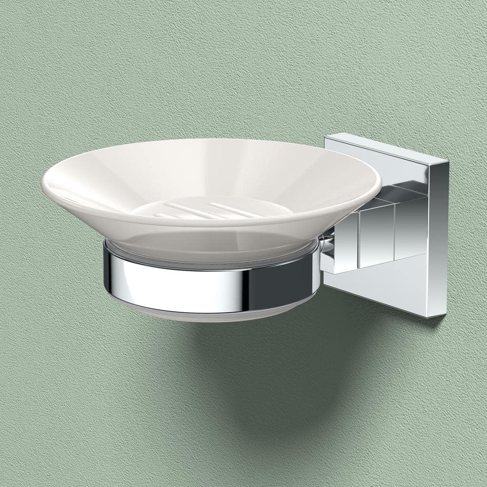 Matte Black Ceramic Wall-Mounted Soap Dish Holder