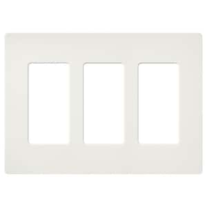 Claro 3 Gang Wall Plate for Decorator/Rocker Switches, Satin, Architectural White (SC-3-RW) (1-Pack)