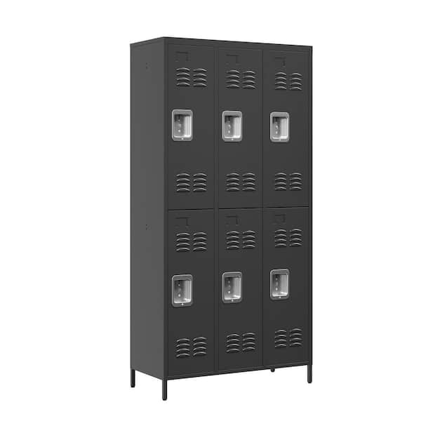 15.75 in. W x 35.43 in. D x 71.97 in. H Black Metal Freestanding Linen Cabinet With Lock