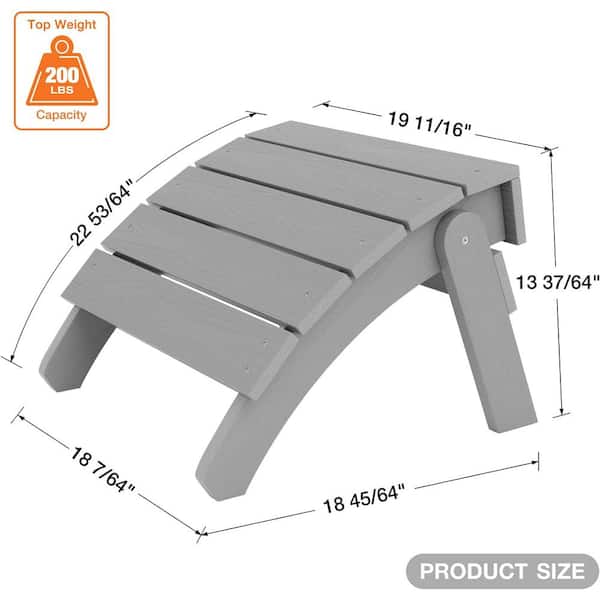 Grey Plastic Classic Outdoor Folding Adirondack Ottoman