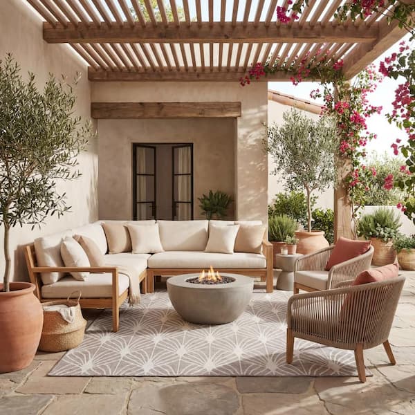 Venessa Coastal Grey 8 ft. x 10 ft. Outdoor Area Rug