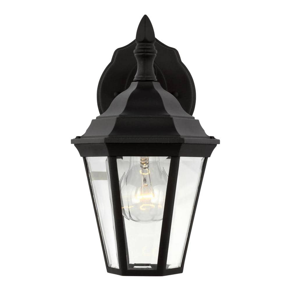 Black Clear Beveled Glass Outdoor Wall Sconce