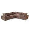 J&E Home 118 in. Brown Rabbit Plush Modular Sectional Sofa