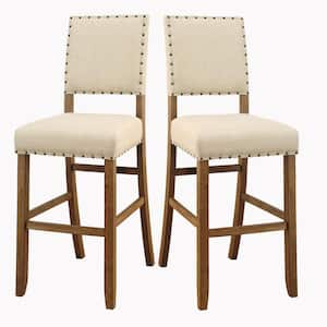 Sania Rustic 48 in. Height brown and Beige Bar Chair (Set of 2)