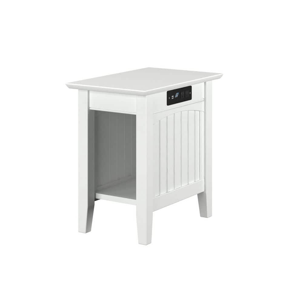 Nantucket White Chair Side Table with Charging Station - thumbnail 8