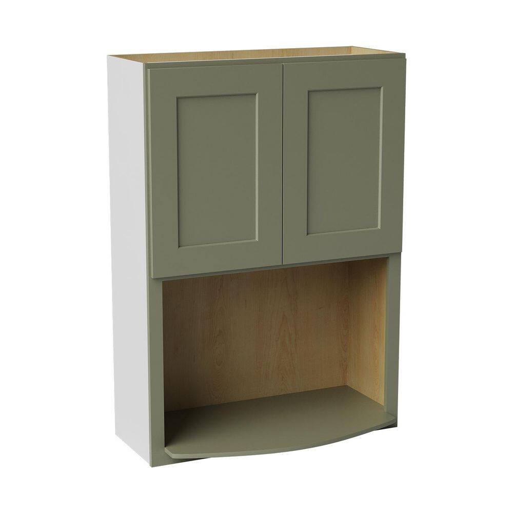 30 in. W x 17 in. D x 42 in. H Ready to Assemble Solid Wood Shaker Microwave Wall Kitchen Cabinet in Sage Green price history on PriceWatchPro