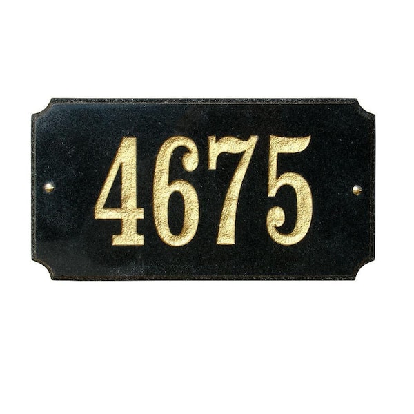 QualArc Executive Rectangle Granite Address Plaque in Black Polished Stone Color