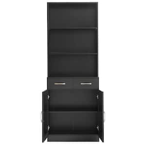 25.9 in. W x 11 in. D x 70 in. H Black Storage Linen Cabinet with 2 Doors and 2 Drawers