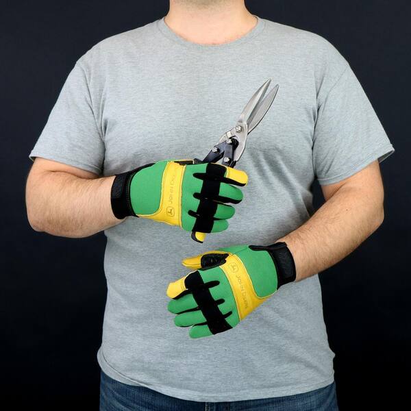 thumbnail image 2 of Grain Cowhide Leather Palm, Knuckle Strap, Striped Back Gauntlet Cuff 2 of 11