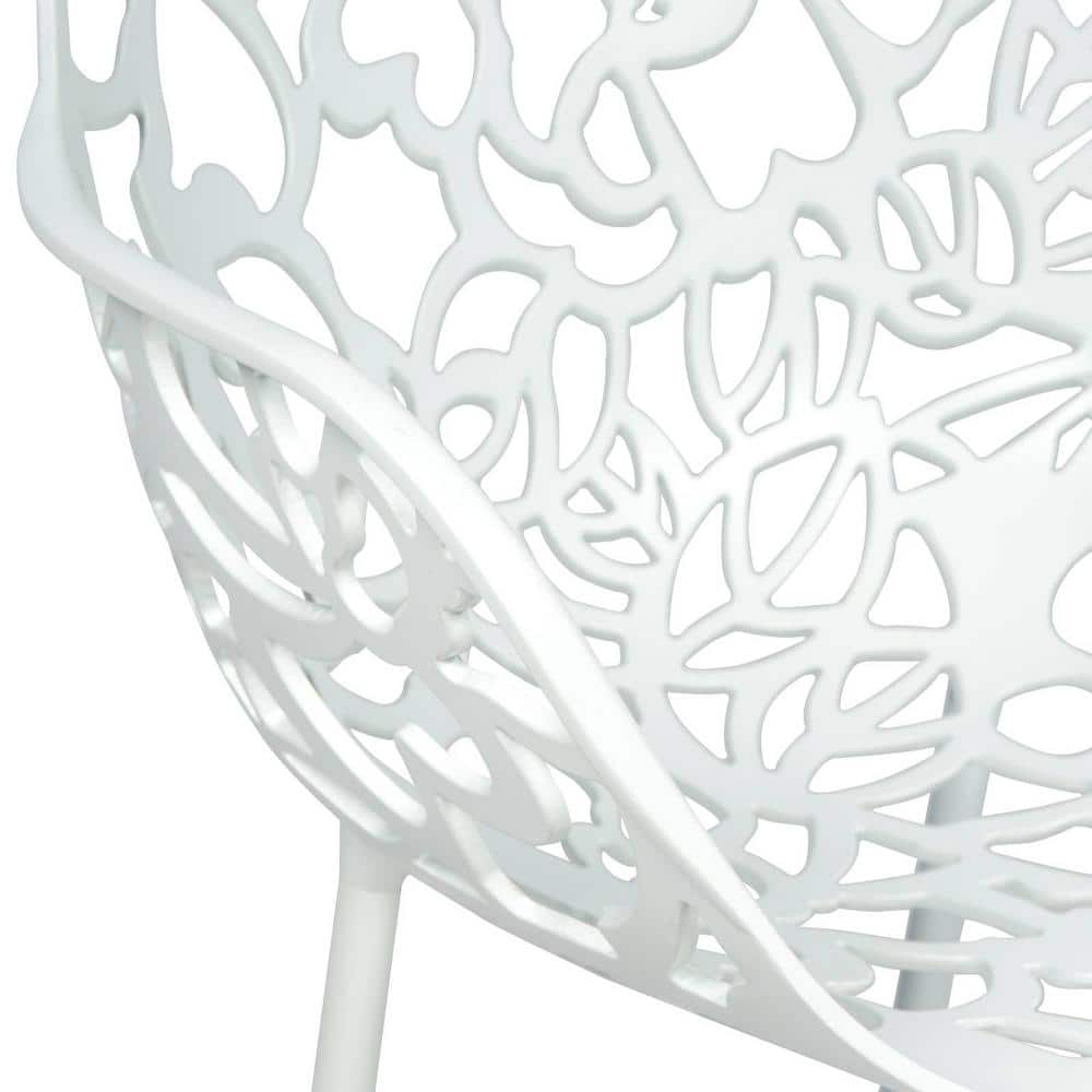 White Aluminum 5-Piece Outdoor Dining Set with Flower Design