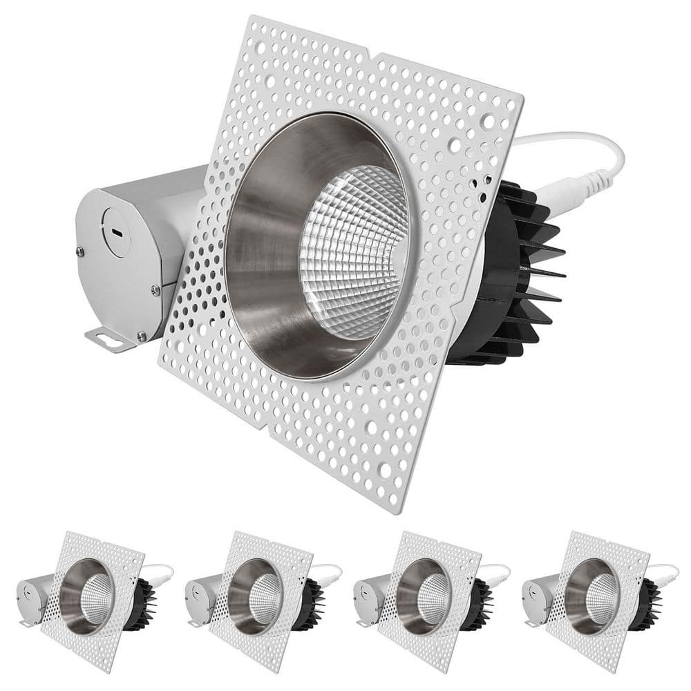 4 In. Integrated LED Trimless Recessed Light with Nickel Trim, 25W, 2000LM, 5CCT, 60°, Dimmable, White + Nickel 4 Pack price history on PriceWatchPro