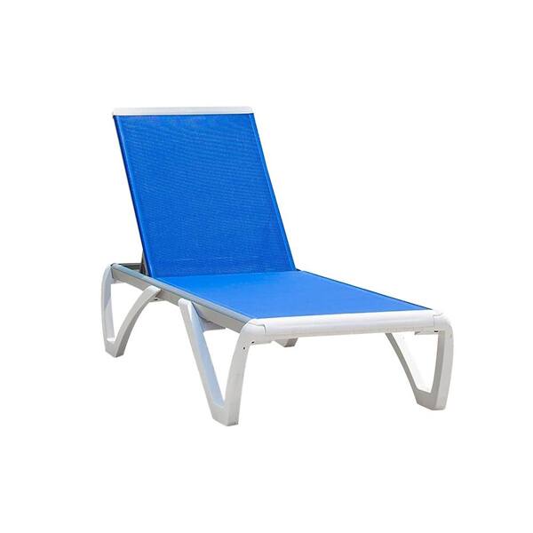Flynama Adjustable Chaise Lounge Aluminum Outdoor Patio Lounge Chair for Patio, Pool, Beach, Yard in Blue (Set of 1)