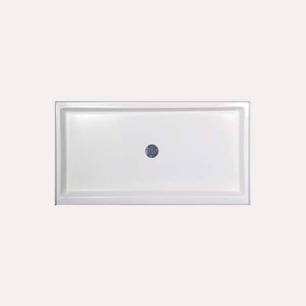 60 in. x 34 in. Single Threshold Shower Base in White