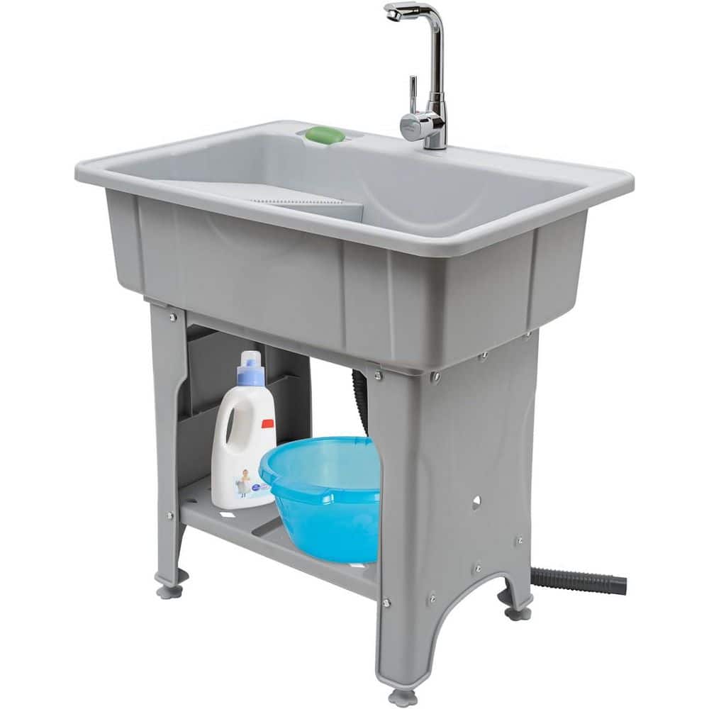19 gal. 22 in. D x 31.5 in. W, Freestanding Laundry/Utility Sink in Gray wi