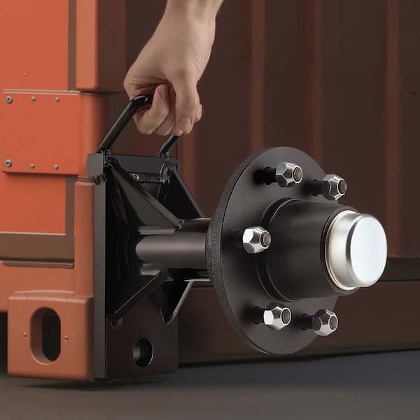 Shipping Container 6-Lug Wheels Kit, Heavy Duty Axle with Ratchet Tie Down, Moves 20-40 ft., for Dock, Black 2025 Update