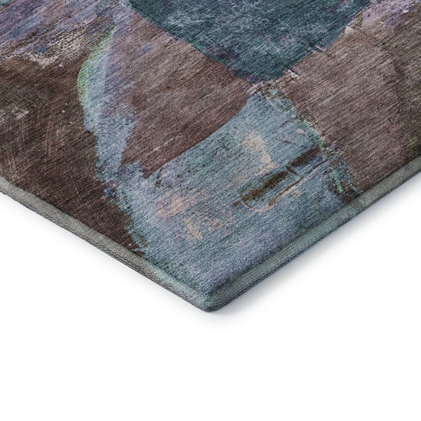 Mayfield Premium Machine Washable Abstract AMF2040 Mocha 8 ft. x 8 ft. Round Rug