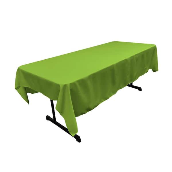 60 in. x 84 in. Lime Solid Polyester Poplin Rectangular Tablecloth
