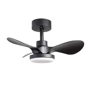 24 in. LED Indoor Matt Black Smart Ceiling Fan with App and Remote Control and 3 Colors Dimmable