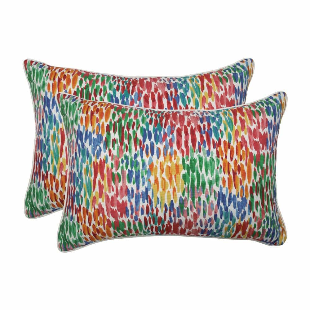 Colorful Raindrop Pattern Oversized Lumbar Outdoor Pillows, Set of 2