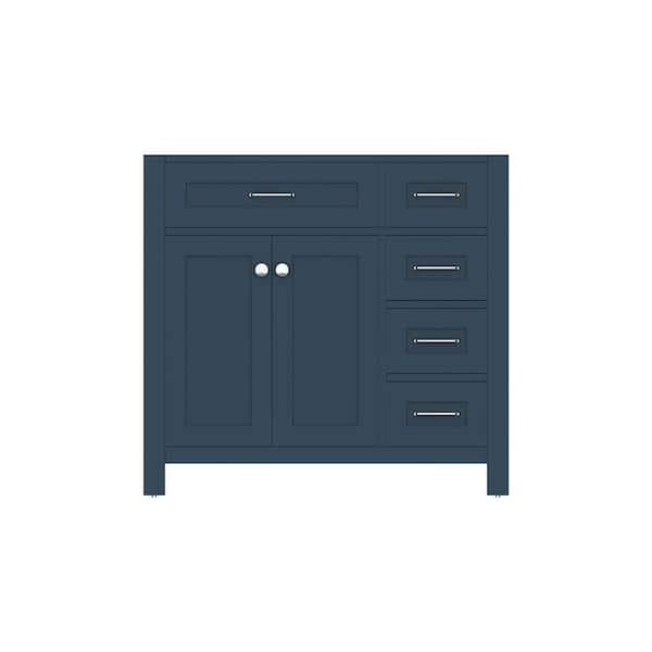 Alya Bath Norwalk 35 in. W x 21.5 in. D x 33.45 in. H Bath Vanity Cabinet without Top in Blue