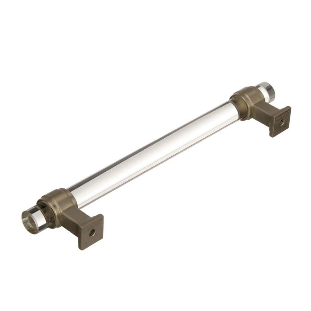 Clear and Golden Champagne Glass Cabinet Pull with Mounting Hardware