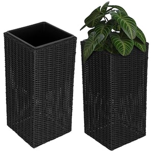 Sierra Square Wicker Planter 2-piece Set in Black