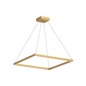 Piazza 32 in. 1 Light 62-Watt Brushed Gold Integrated LED Pendant Light