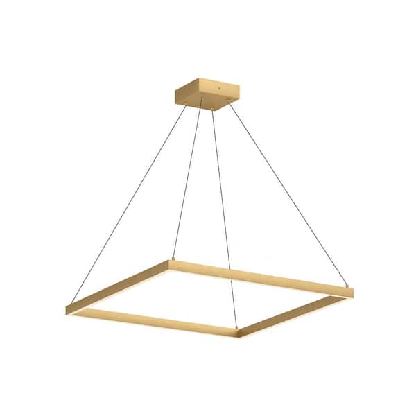 KUZCO Piazza 32 in. 1 Light 62-Watt Brushed Gold Integrated LED Pendant Light