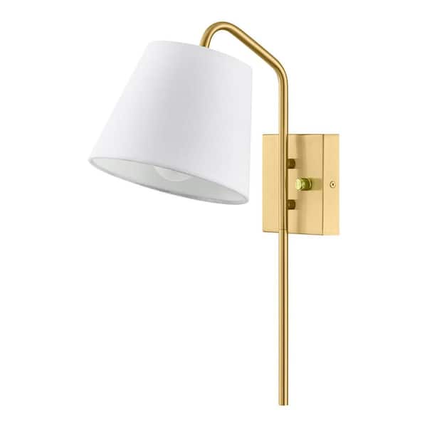 Home Decorators Collection Pelton 7.5 in. 1-Light Aged Brass Wall Sconce