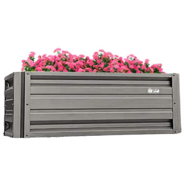 ALL METAL WORKS 24 inch by 48 inch Rectangle Slate Gray Metal Planter Box