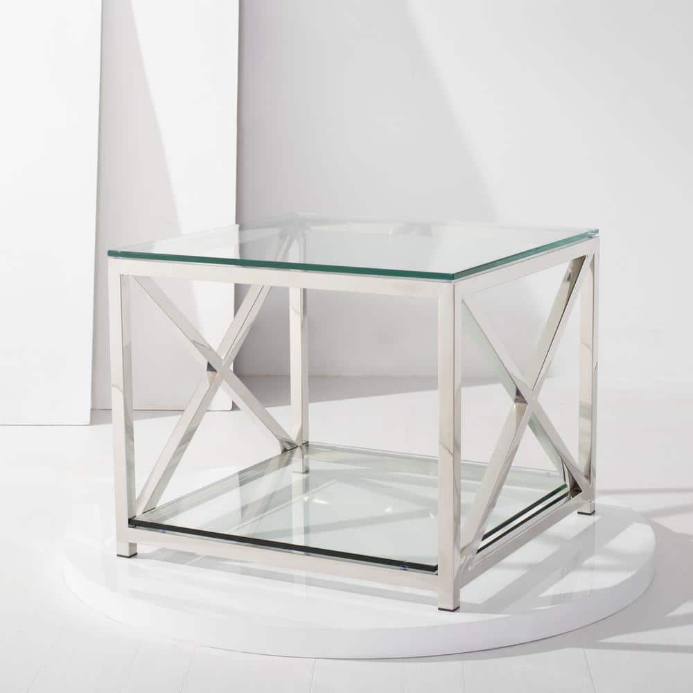 Hayward 24" Chrome and Glass Square End Table