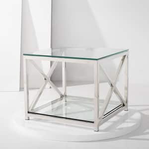 Hayward 23.62 in. Chrome Rectangle Glass End Table