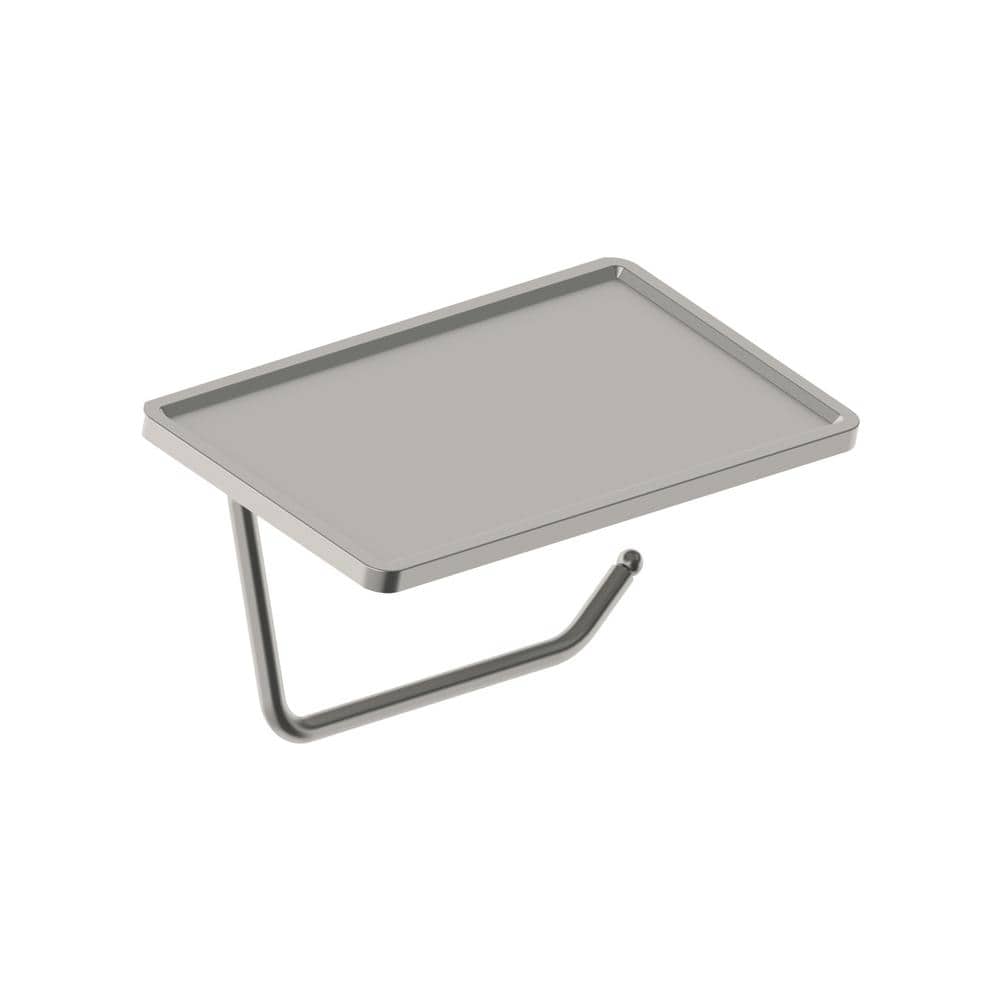 Satin Nickel Wall-Mounted Toilet Paper Holder with Shelf