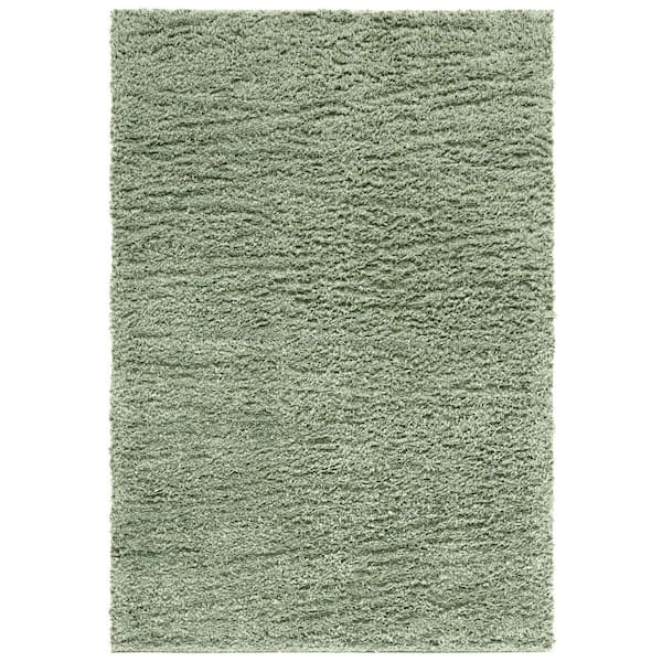 Lindsay Shag 6 ft. x 9 ft. Green Modern Solid Area Rug