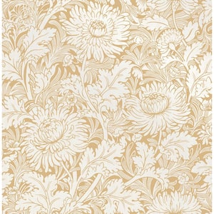 Zinnia Mustard Floral Paper Strippable Roll (Covers 56.4 sq. ft.)