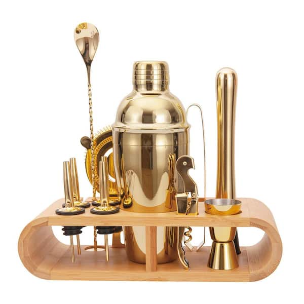 12-Piece Gold Stainless Steel Cocktail Shaker Set, Professional Bar Drink Bar Tools, Cocktail Mix Drink Making Kit