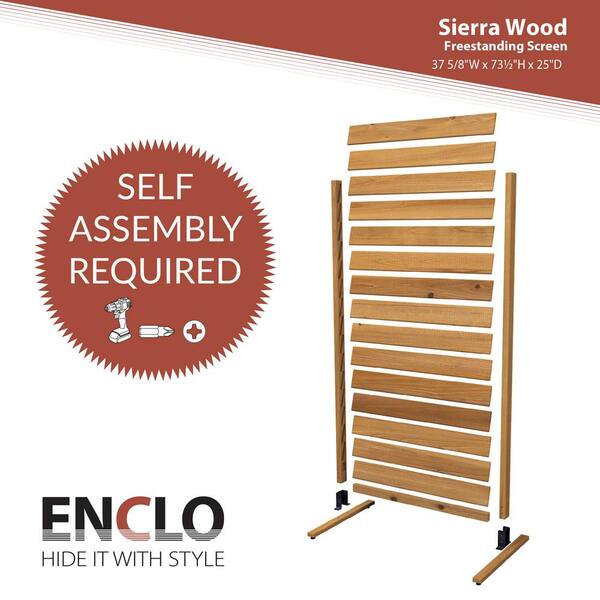 Enclo Privacy Screens Sierra 6 ft. H x 3.1 ft. W Freestanding Louvered Wood Privacy Screen