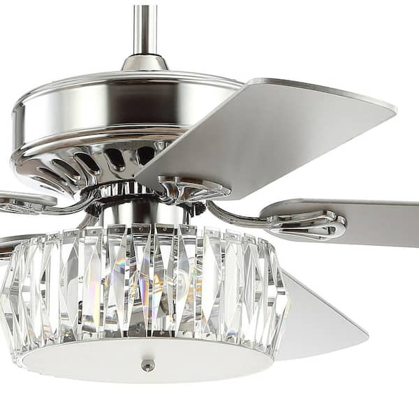 JONATHAN Y Mandy 52 in. Chrome 3-Light Crystal Prism Drum