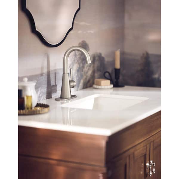 Ronan Single Hole Single-Handle Curved Bathroom Faucet in Spot Resist Brushed Nickel