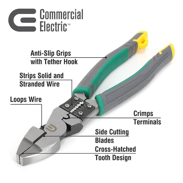 Commercial Electric 9 in. High-Leverage Multi-Purpose Linesman Pliers  CE190204 - The Home Depot