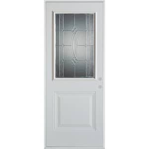 32 in. x 80 in. Diamanti Zinc 1/2 Lite 1-Panel Painted White Left-Hand Inswing Steel Prehung Front Door